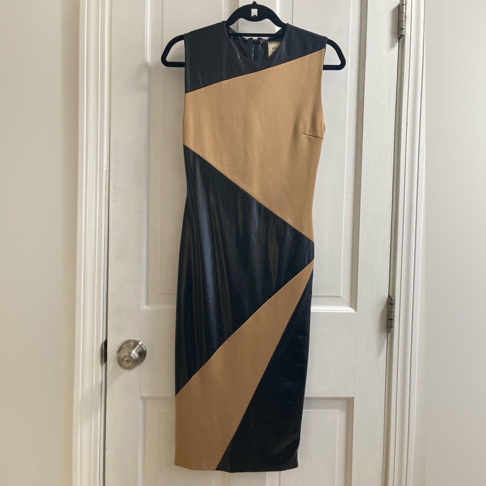 Fausto Puglisi Made in Italy black and tan colorblock dress size s